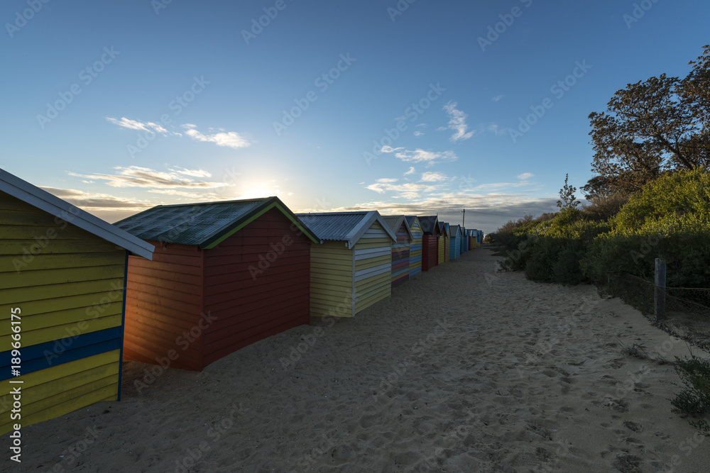 Colorful of boat house in Brighton beach