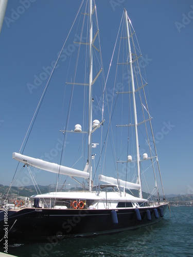 Luxury sailing yacht. Europe. Italy. Ligurian sea. Marina of the Specia maritime city. Summer 2015.   © Xato Lux
