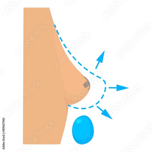 Breast implant surgery icon, cartoon style