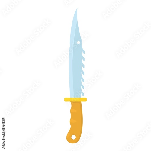 Hunting knive with teeth icon, cartoon style