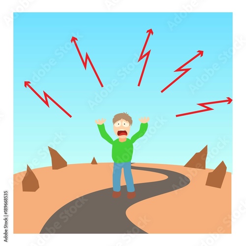 Agoraphobia concep, cartoon illustration