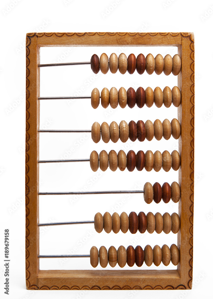 Wooden abacus standing on white background Wooden abacus standing on white background