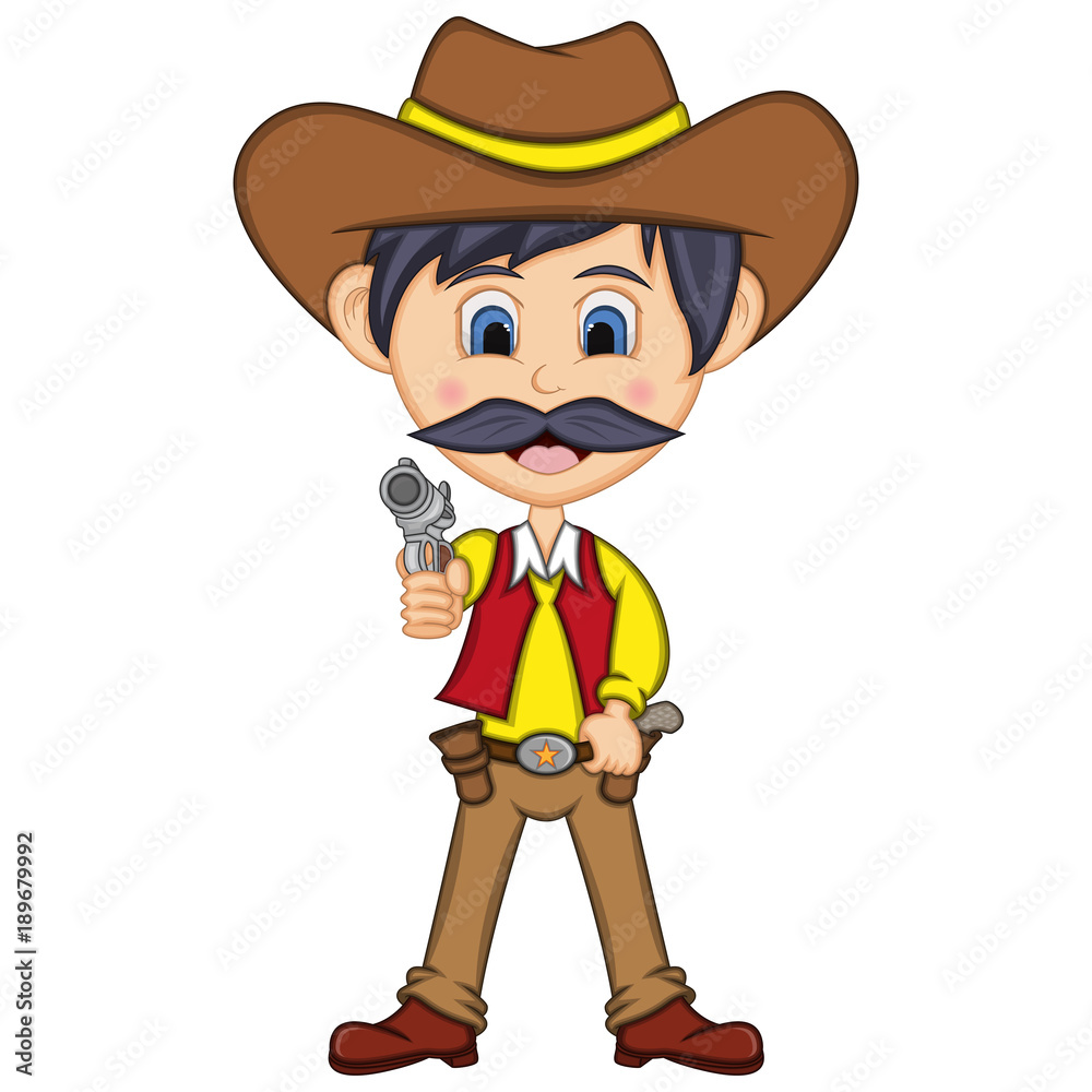 Funny cowboy cartoon Stock Vector | Adobe Stock