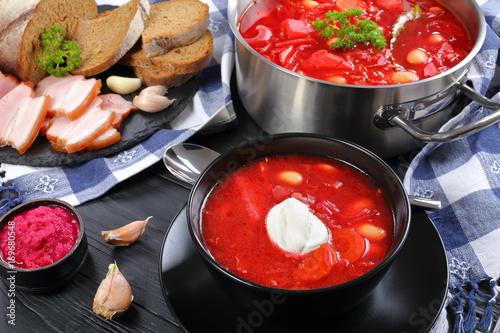 beetroot soup with white beans or borscht