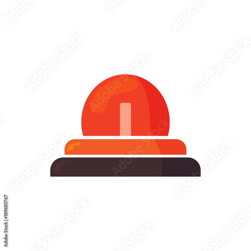 Vector icon illustration: Emergency siren isolated, Ambulance Siren light, Police car flasher or red Alert symbol. Firefighters sign.