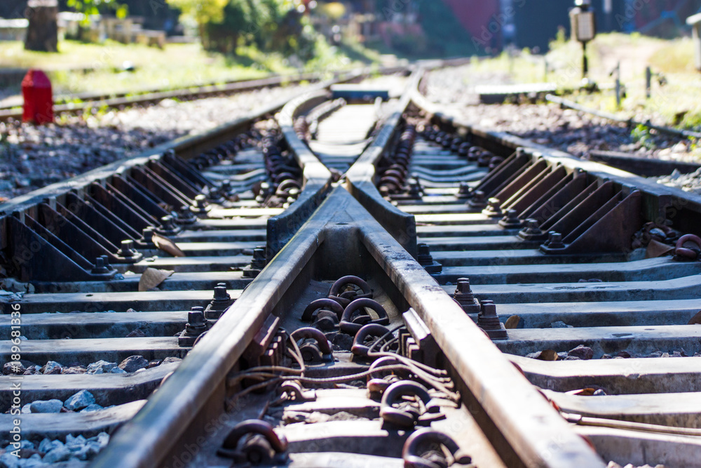 railway track, line crossing railway track on the stone background Bangkok Thailand railway track, line crossing railway track on the stone background Bangkok Thailand
