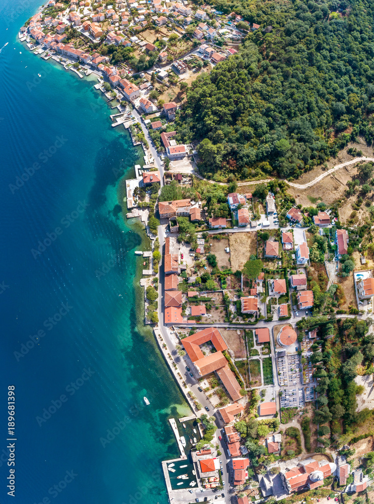 Aerial view of Stoliv, Bay Kotor, Montenegro