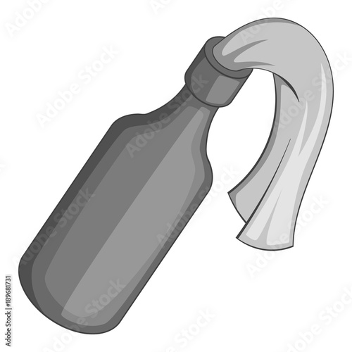 Glass bottle filled with gasoline icon monochrome