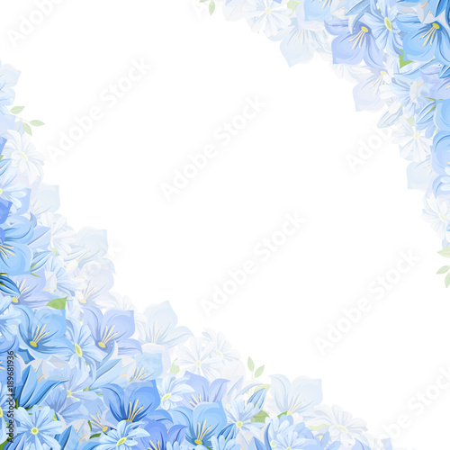 Vector corner background with blue flowers.