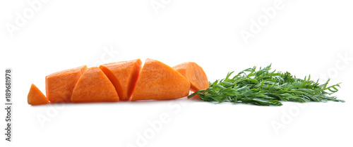 Cut carrot on white background
