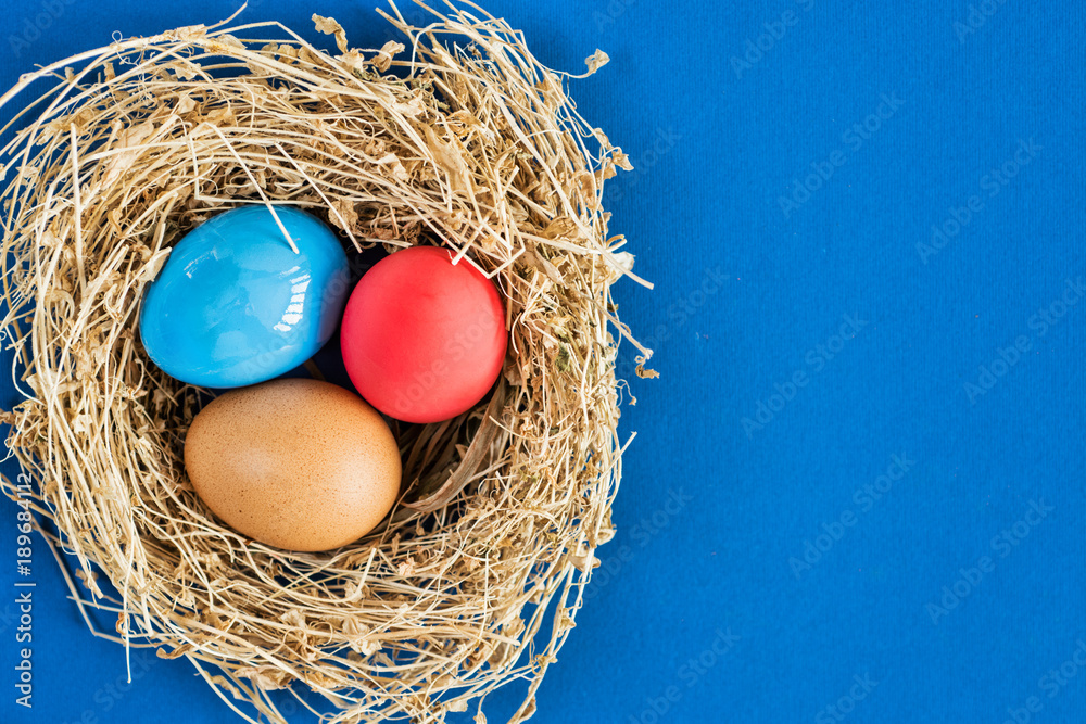 Colored eggs. Happy Easter Card 