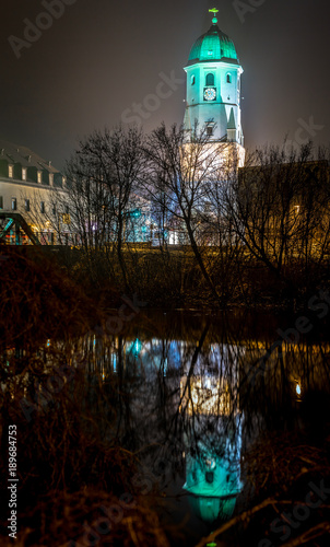 Winter evening in Fischamend, Austria photo