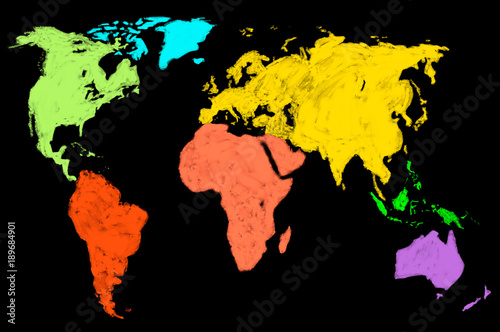 multicolored world map  isolated