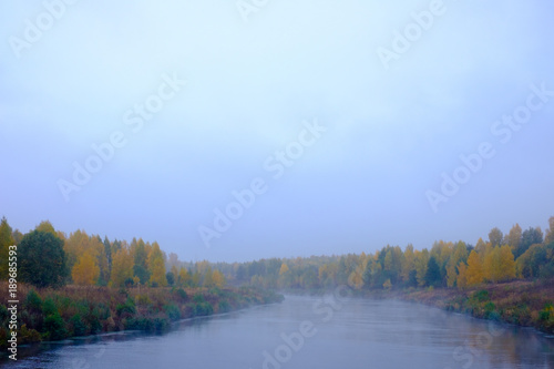 Foggy landscape in autumn.