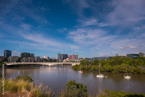 Brisbane, Queensland/Australia - 22 January 2018: View towards Southbank from the top of Kangaroo Point Cliffs.