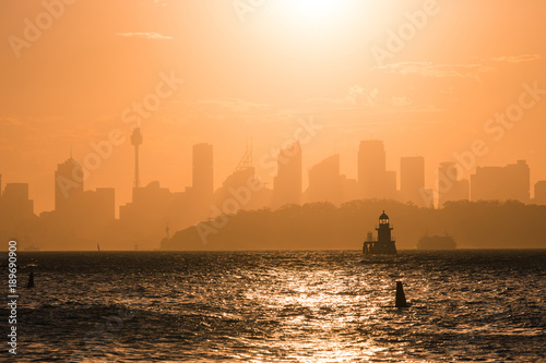 Photography Sydney silhouette sklyine under the summer light.