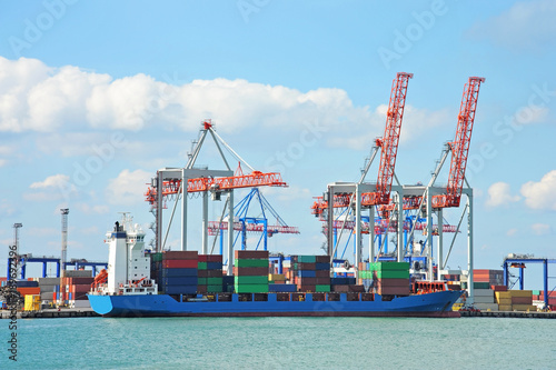 Port cargo crane  ship and container