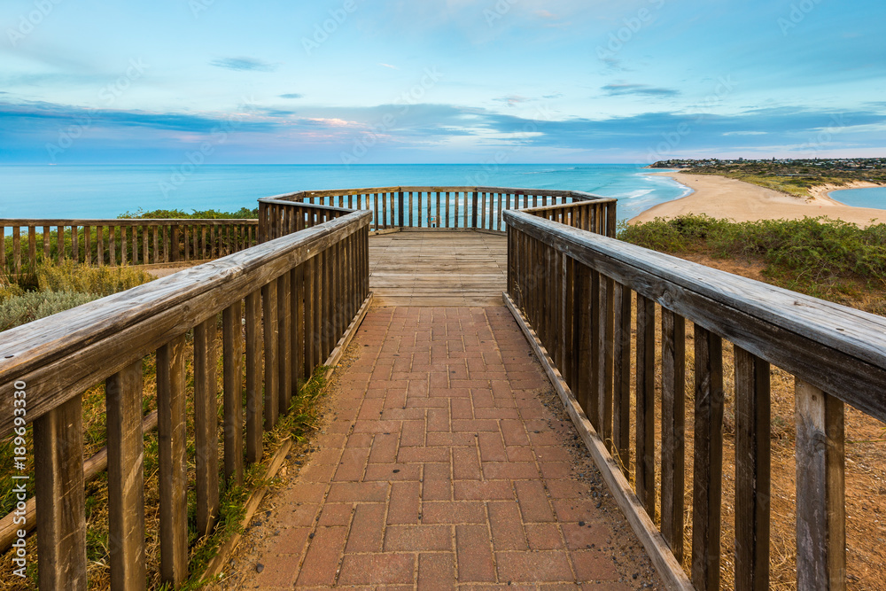 The lookout at Southport Port Noarlunga overlooking the beach and Onkapringa river The lookout at Southport Port Noarlunga overlooking the beach and Onkapringa river