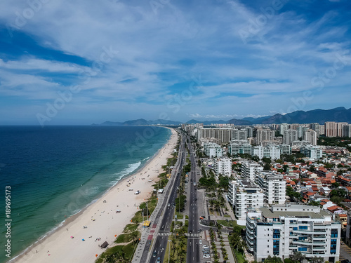 Drone photo of Barra da Tijuca beach, Rio de Janeiro, Brazil. © jpbarcelos