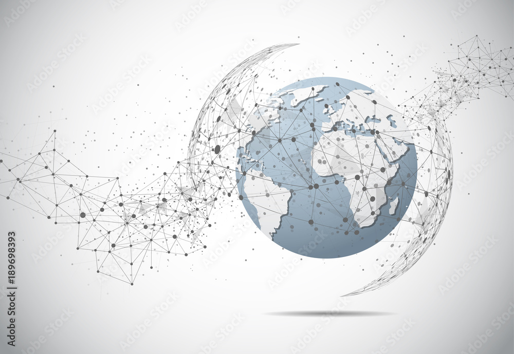Global network connection. World map point and line composition concept of global business. Vector Illustration Global network connection. World map point and line composition concept of global business. Vector Illustration