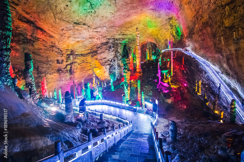 Beautiful cave with stalagmites in China