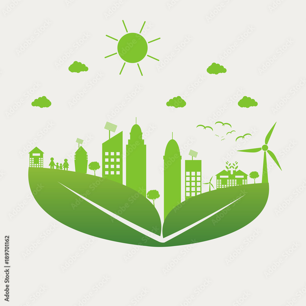 Green cities help the world with cloud with eco-friendly concept ideas.