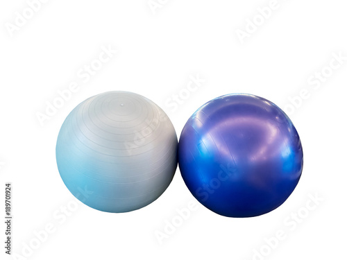 white and purple yoga ball isolated on white background