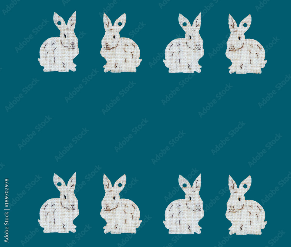 Fototapeta premium White easter bunnies on blue
