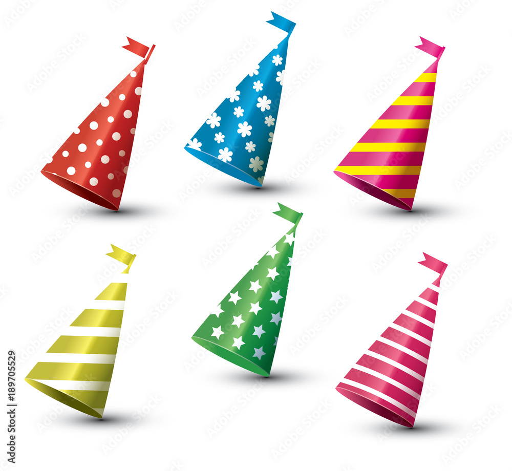 Obraz premium Party Hat Isolated Set on White Background.