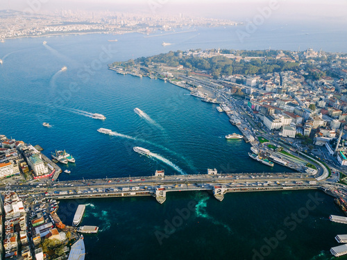 Canvas Print Galata Bridge aerial photography