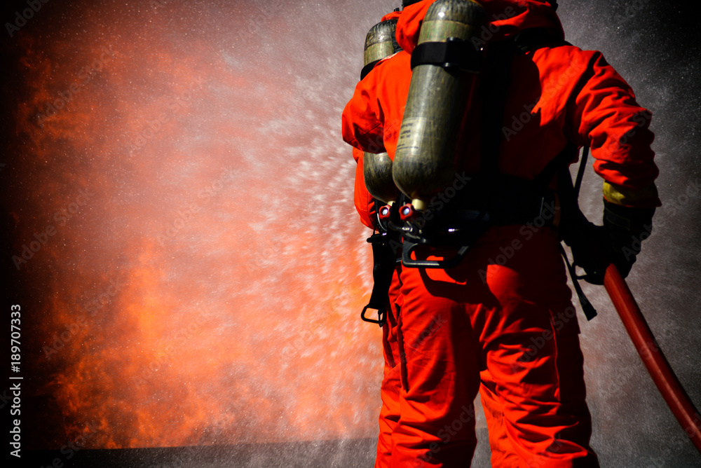 Fototapeta premium Fire drills in the training center regularly to get ready.