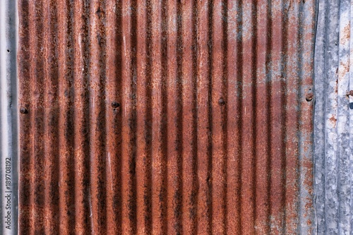 old rusty galvanized. wheathered rust and scratched steel texture corrugated iron siding vintage background.