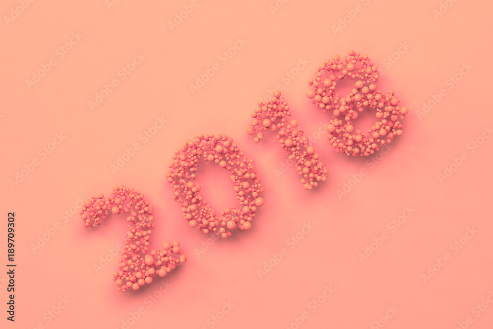 2018 number from red balls on red background