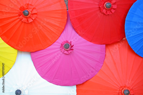 Colorful umbrella on background  umbrella made from Mulberry paper handmade