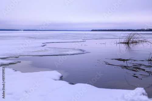 Winter lake in Shatura in Moscow Region  Russia