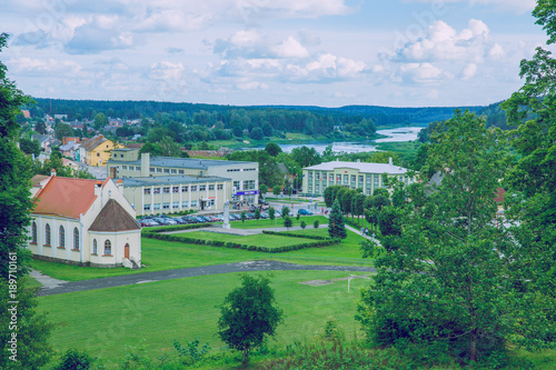 Old city, view from hill. Travel photo. Nature and buildings. photo