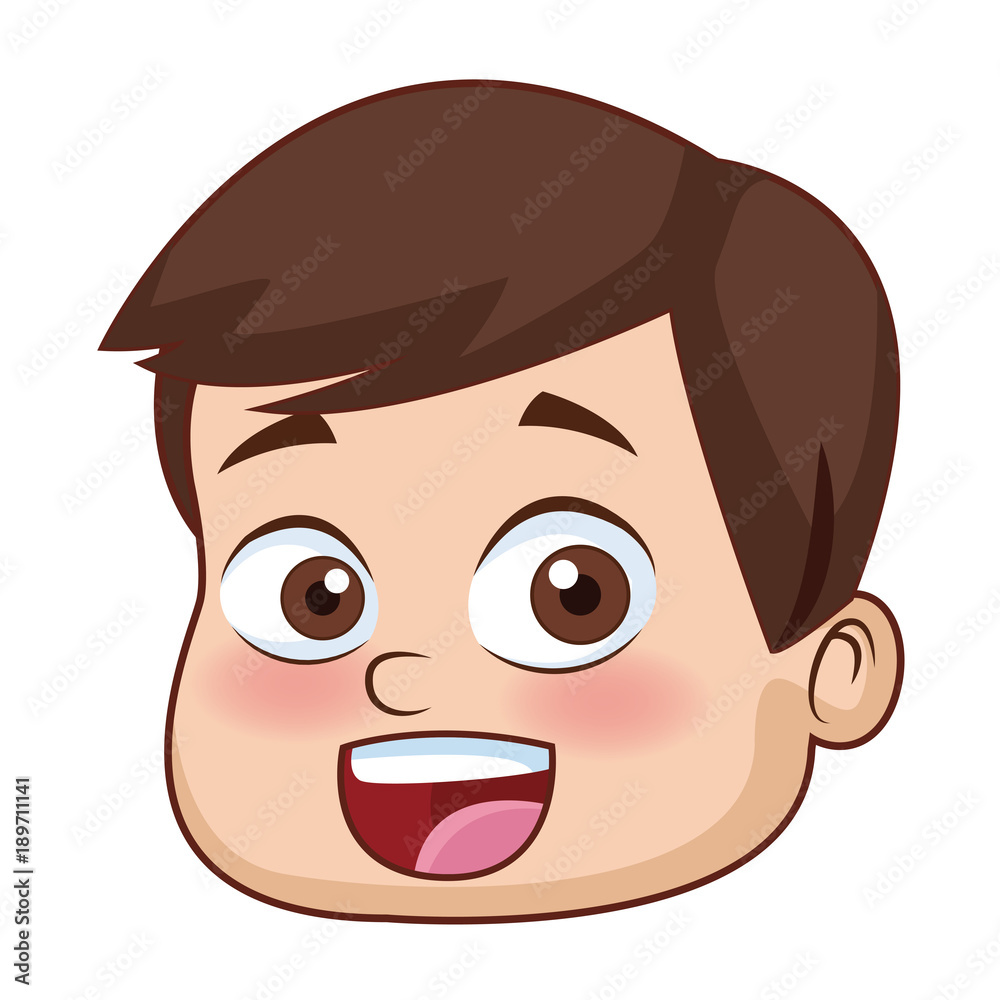 Cute boy face cartoon icon vector illustration graphic design