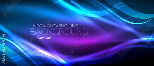 Neon blue elegant smooth wave lines digital abstract background