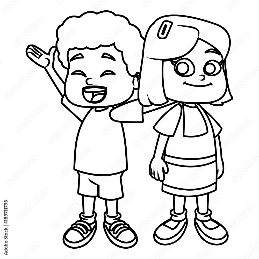 Little school kids cartoon icon vector illustration graphic design Little school kids cartoon icon vector illustration graphic design