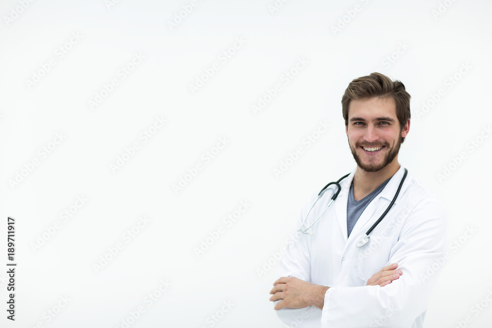portrait of a friendly doctor.isolated on white portrait of a friendly doctor.isolated on white
