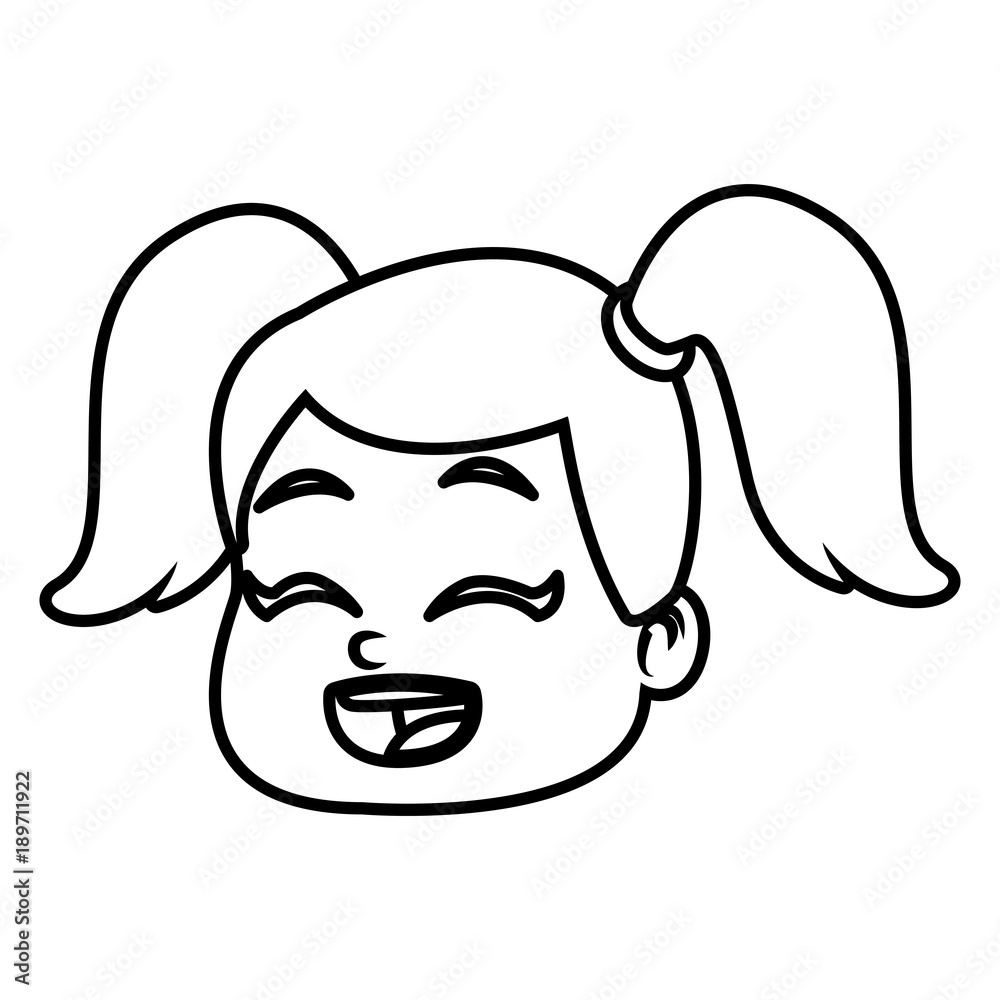 Cute girl face cartoon icon vector illustration graphic design