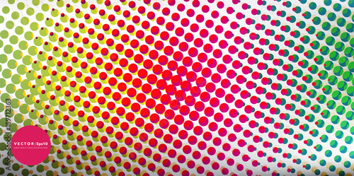 Abstract vector dotted circle background. Colorful halftone effect background. Use for template, poster or brochure design. Vector illustration. Eps10.