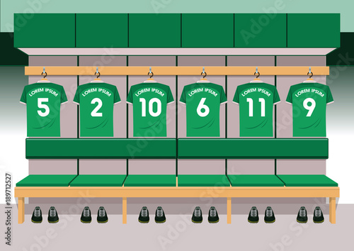 Soccer dressing rooms team football blue sport