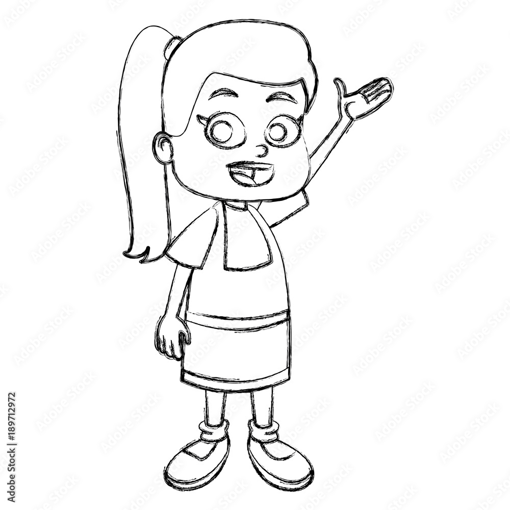 Cute school girl cartoon icon vector illustration graphic design