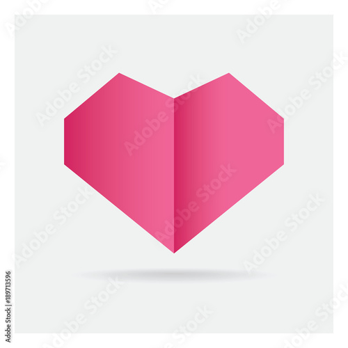 valentine love pink heart paper craft in frame art isolated on background