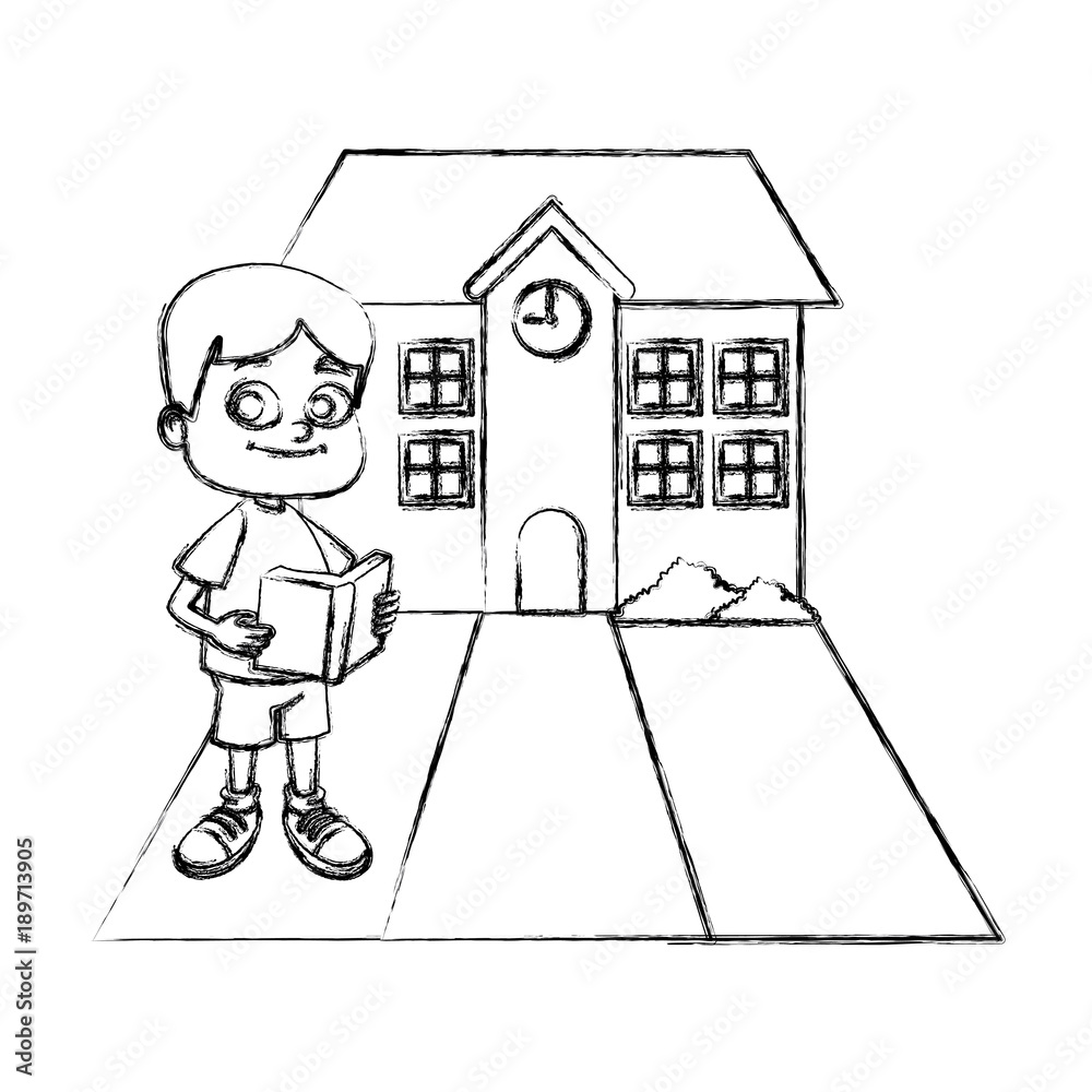 Little boy at school cartoon icon vector illustration graphic design Little boy at school cartoon icon vector illustration graphic design