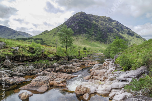 Ston mor mountain with river Etive in foreground
