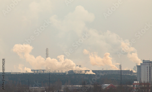 Smoke from the pipes in the factory