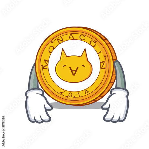Tired Monacoin mascot cartoon style