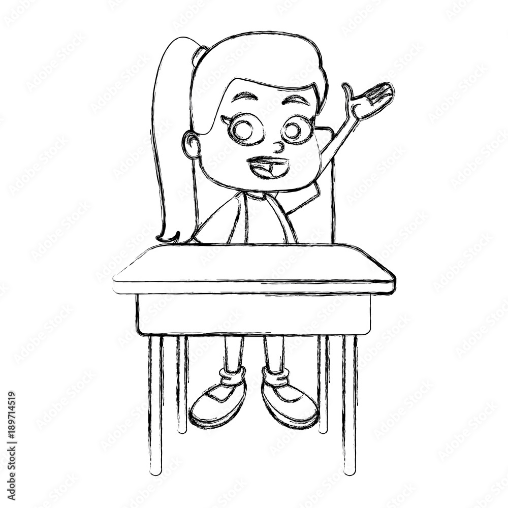School girl on desk cartoon icon vector illustration graphic design School girl on desk cartoon icon vector illustration graphic design